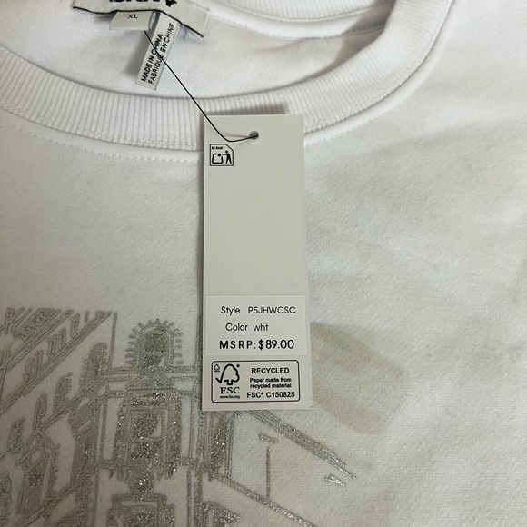 ❄️DKNY White Graphic Tee City Chic Fashion Illustration Crewneck Sweatshirt - Picture 4 of 9